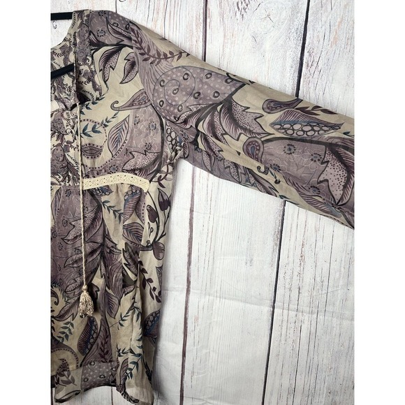 Miller’s Women’s Sheer Paisley Peasant Blouse Summer Beige/Lavender/Gray Size 14 - Picture 4 of 7